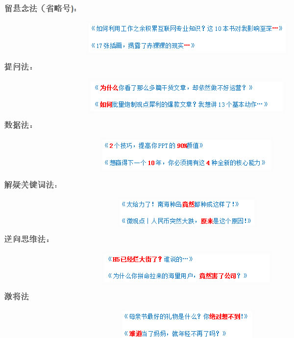解析文章标题拟定的常用公式 解析文章标题拟定的常用公式